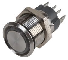 RJS107-16L-F-R-RGB-BS-24V-67J - Vandal Resistant Momentary Switch with 24V RGB LED, 4A, 1NO / SPST, 16mm