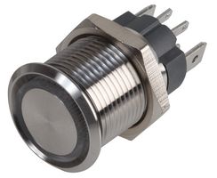 RJS107-16LA-F-R-RGB-BS-24V-67J - Vandal Resistant Latching Switch with 24V RGB LED, 4A, 1NO / SPST, 16mm