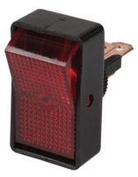 417 - Rectangular Rocker Switch, On Off, 12V DC, 16A, Illuminated Red