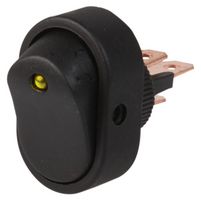 411L - LED Oval Rocker Switch, Panel Mount, 12V DC, 10A, Amber