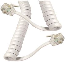 HC6W/G - RJ10 Plug to Plug Coiled Telephone Handset Lead, 1.8m White