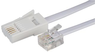 BT-210X - White RJ11 to BT Plug (BT431A) Crossover Telephone Cable - 10m