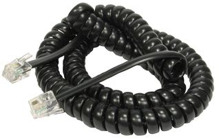 88BCD-105K - RJ10 Plug to Plug Coiled Telephone Handset Cable, 5m Black