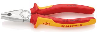 03 06 200 - 200mm VDE Combination Pliers with Cutting Edges and Two Colour Dual Component Handles