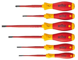 36455 - SlimFix VDE Insulated Slotted/Pozidriv Slim Screwdriver Set, 6 Piece