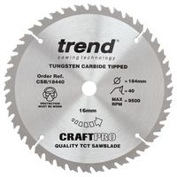 CSB/18440 - 184mm x 40T x 16mm Circular Saw Blade CraftPRO TCT