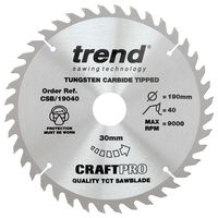 CSB/19040 - 190mm x 40T x 30mm Circular Saw Blade CraftPRO TCT