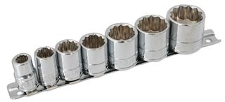 3474 - 3/8" Whitworth Socket Set on a Rail, 7 Piece