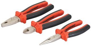 282501 - VDE Insulated Pliers Set, 3 Piece (Long Nose Pliers, Side Cutting Pliers & Combination Pliers)