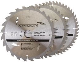 690459 - 210mm 24T / 40T / 48T TCT Circular Saw Blade Set, 3 Pack