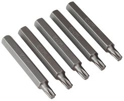TX40L5 - T40 x 75mm Long Torx Star 3/8" Drive Screwdriver Bits, 5 Piece
