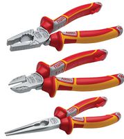 NW782-3K - VDE Insulated Pliers Set, 3 Piece (Combination Pliers, Side Cutters & Long Nose Pliers)