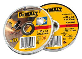 DT42335TZ-QZ - 4 1/2" (115mm x 1.2mm x 22.23mm) Angle Grinder Thin Metal Cutting Discs, 10 Piece Tin