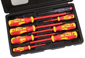 34489008 - Slotted/Phillips VDE Insulated Electricians Screwdriver & Mains Tester Set, 8 Piece