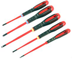 BE-9882SL - 1000V VDE Insulated Ergo Slim Slotted / Pozidriv Screwdrivers Set, 5 Piece