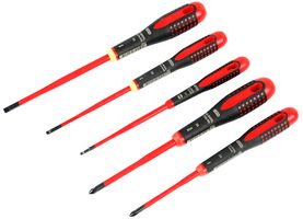 BE-9881SL - 1000V VDE Insulated Ergo Slim Slotted / Phillips Screwdrivers Set, 5 Piece
