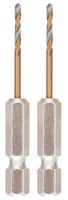 DT20600-QZ - 2mm x 55mm Hex Shank Black & Gold Drill Bits, 2 Pack