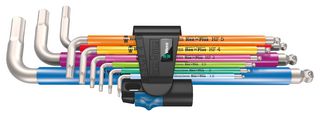 05022699001 - Metric Stainless Steel Multi-Colour Ball End Hex Key Set with Holding Function, 9 Piece - 3950/9