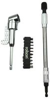 30312 - 1/4" Flexible Shaft Screwdriver Bit Holder, Offset Right Angled Screwdriver Bit Holder & 10x Screwdriver Bits