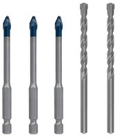 2608900596 - Expert Hex-9 HardCeramic & CYL-3 Multi-Material Ceramic, Porcelain, Stone, Tile & Glass Drill Bit Mixed Set, 5 Piece