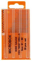 PDR4004 - Microbox Wire Guage Hss Twist Drill Bit Set, 20 Piece
