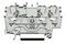2001-1301 - 3 Conduct Through Terminal Block, Push in Cage Clamp, 35mm DIN Rail Mount, 22AWG to 14AWG, 800V, 17.5A, Grey