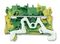 2002-1207 - 2 Conduct Ground Through Terminal Block, Push in Cage Clamp, 35mm DIN Rail Mount, 22AWG to 12AWG, Green