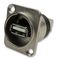 CP30110 - USB 2.0 A to B Horizontal Feedthrough Panel Mount Connector, CSK hole, Silver Metal XLR Frame