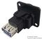 CP30206N - USB 3.0 B to A Feedthrough Panel Mount Connector, CSK hole, Black Plastic XLR Frame