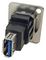 CP30205NM - USB 3.0 A to A Feedthrough Panel Mount Connector, CSK hole, Silver Metal XLR Frame