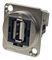 CP30208NM - USB 2.0 A to A Feedthrough Panel Mount Connector, CSK hole, Silver Metal XLR Frame