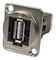 CP30209NM - USB 2.0 A to B Vertical Feedthrough Panel Mount Connector, CSK hole, Silver Metal XLR Frame