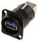 NAUSB3-B - USB 3.0 A to B Reversible Socket to Socket Panel Mount Feedthrough Adaptor, Metal D-Shape Housing