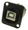 CP30115 - USB 2.0 B to A Horizontal Feedthrough Panel Mount Connector, Nickel Plated, CSK hole, Black Metal XLR Frame