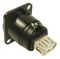 CP30115 - USB 2.0 B to A Horizontal Feedthrough Panel Mount Connector, Nickel Plated, CSK hole, Black Metal XLR Frame