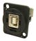 CP30203N - USB 2.0 B to B Feedthrough Panel Mount Connector, Nickel Plated, CSK hole, Black Plastic XLR Frame