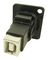 CP30203N - USB 2.0 B to B Feedthrough Panel Mount Connector, Nickel Plated, CSK hole, Black Plastic XLR Frame