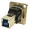 CP30204NM - USB 3.0 B to B Feedthrough Panel Mount Connector, Nickel Plated, CSK hole, Silver Metal XLR Frame