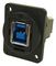 CP30204NX - USB 3.0 B to B Feedthrough Panel Mount Connector, Nickel Plated, Plain hole, Black Plastic XLR Frame