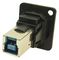 CP30204NX - USB 3.0 B to B Feedthrough Panel Mount Connector, Nickel Plated, Plain hole, Black Plastic XLR Frame