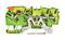 2102-5307 - 3 Conductor Ground Terminal Block Lever, Push In Cage Clamp, 35mm DIN Rail, 22AWG to 12AWG, Green