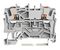 2202-1201 - 2 Conductor Through Terminal Block with Push Button and Test Port, 35mm DIN Rail, 800V, 24A, 22AWG to 12AWG,  Grey