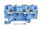 2204-1304 - 3 Conductor Through Terminal Block with Push Button Cage Clamp and Test Port, 800V, 32A, 20AWG to 10AWG, DIn Rail, Blue