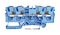 2204-1404 - 4 Conductor Through Terminal Block with Push Button Cage Clamp and Test Port, 800V, 32A, 20AWG to 10AWG, DIN Rail 35mm, Blue