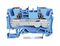 2206-1204 - 2 Conductor Through Terminal Block with Push Button and Test Port, 800V, 41A, 20AWG to 8AWG, Blue