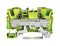 2206-1207 - 2 Conductor Ground Terminal Block with Push Button and Test Port, 800V, 41A, 20AWG to 8AWG,  Green