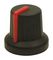 MC72602S - 16mm Soft Touch Instrument Knob, Black / Red, 6mm Shaft