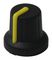 MC72605S - 16mm Soft Touch Instrument Knob, Black / Yellow, 6mm Shaft