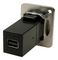 CP30202M3 - Mini DisplayPort Feedthrough Panel Mount Connector, Metal, Silver, Plain Holes