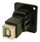 CP30203NM3B - USB B 2.0 Socket to USB B 2.0 Socket Feedthrough Connector, Metal, Black, Plain Holes